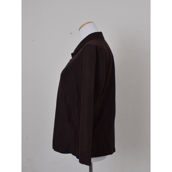Vintage 90s Chocolate Brown Rayon/Polyester Shirt size PM‎ - Picture 2 of 10